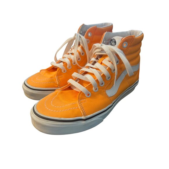 Vans Unisex Sk8-Hi Neon Blazing Orange Canvas Shoes Sneakers Size 6 M 7.5 W - Picture 1 of 7